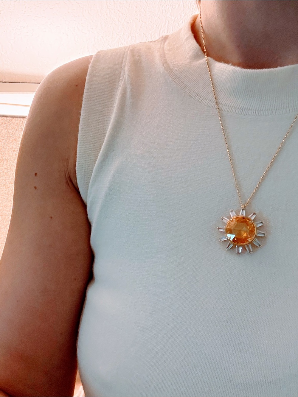 kate spade Gold Sunburst Pendant Necklace with Citrine Center - Picture 3 of 4
